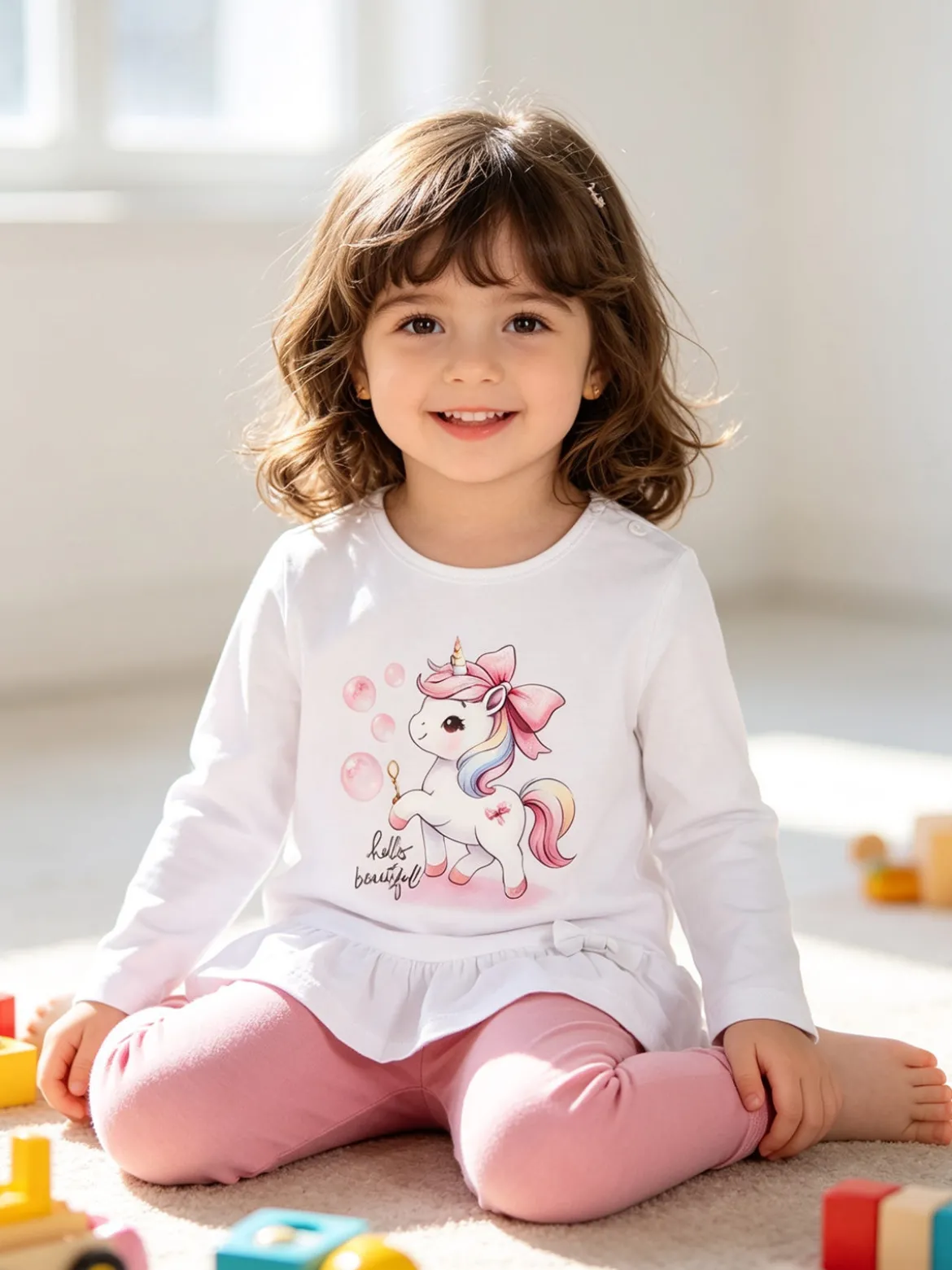 Hope Star Completo 2 pezzi da neonata con maglietta e leggings - rosa