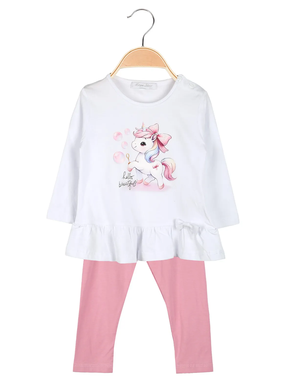 Hope Star Completo 2 pezzi da neonata con maglietta e leggings - rosa