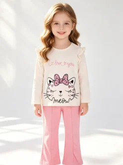 Hope Star Completo 2 pezzi da neonata con maglietta e leggings a costine - beige