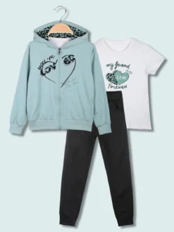 Hope Star Completo tuta da bambina 3 pezzi con cappuccio e zip