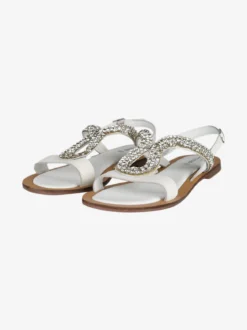 Hosis Sandali bassi in pelle con strass
