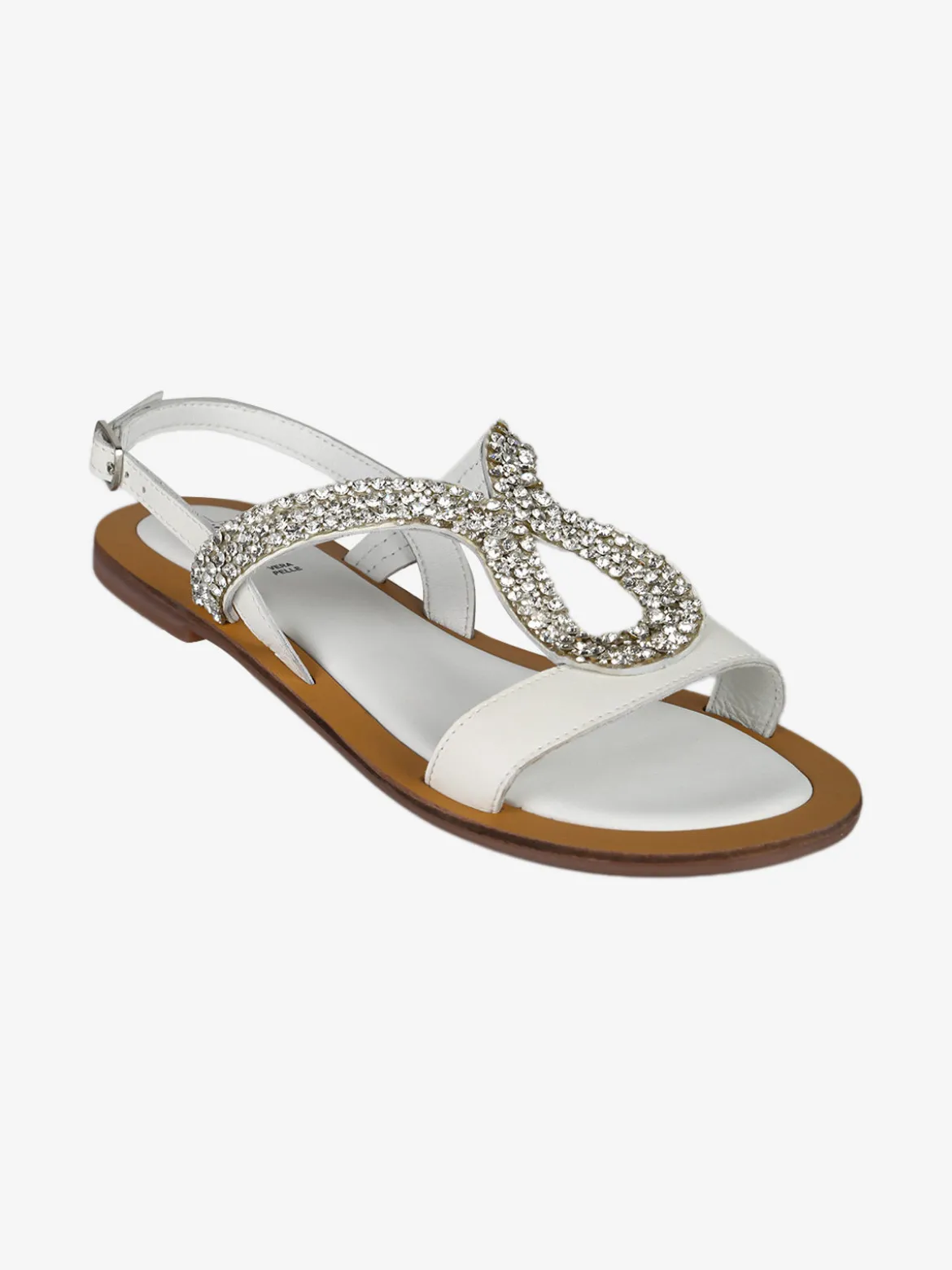 Hosis Sandali bassi in pelle con strass