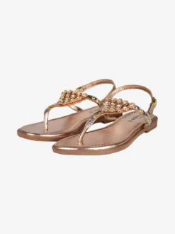Hosis Sandali donna gioiello a infradito in pelle