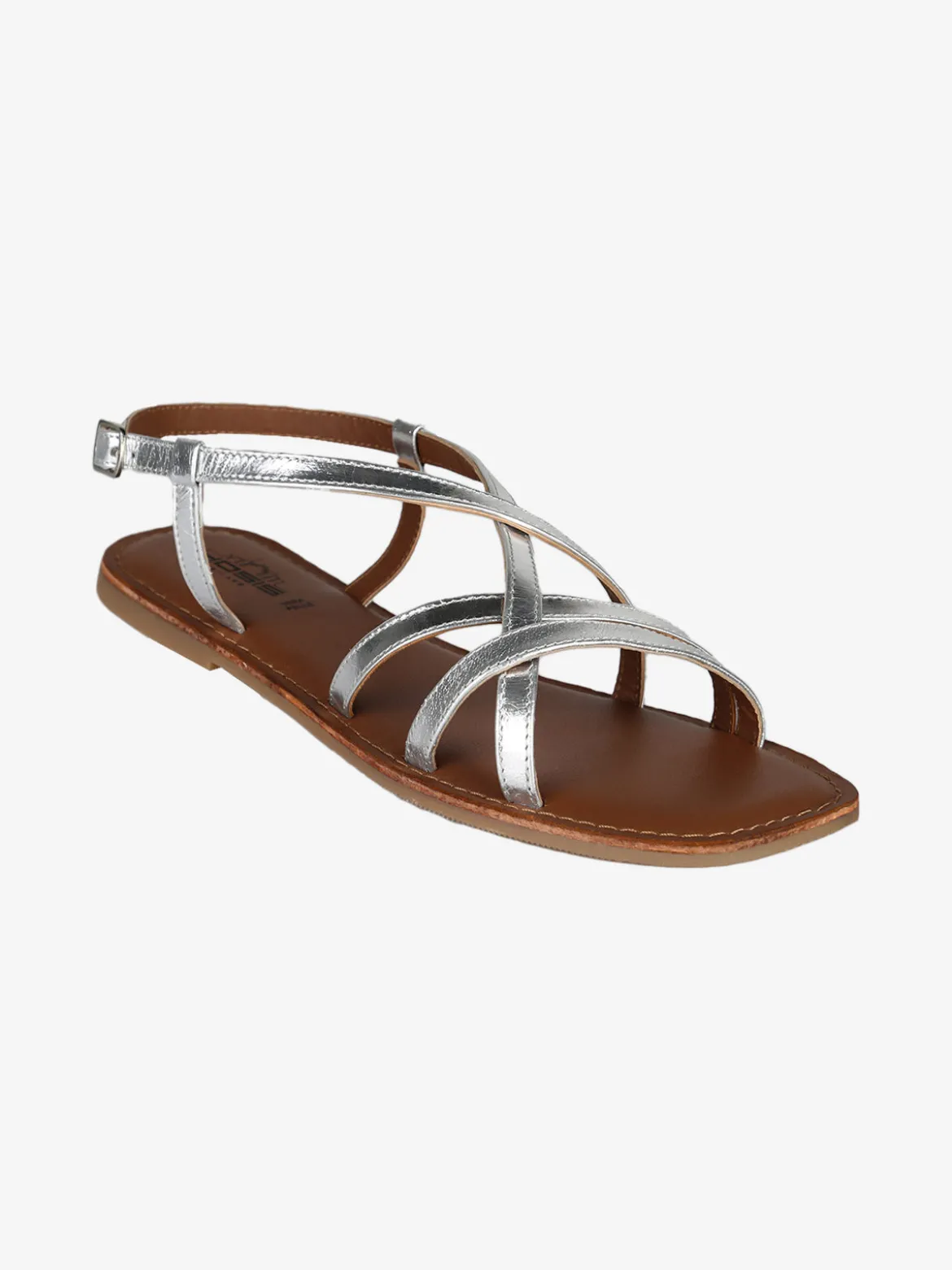 Hosis Sandali donna in pelle con fascette intrecciate