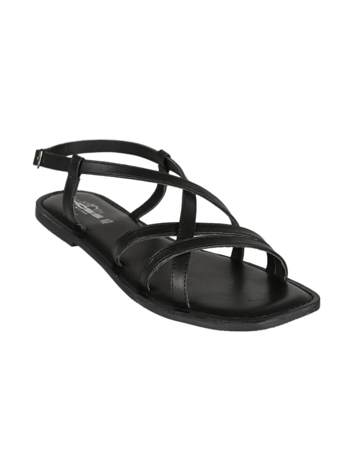 Hosis Sandali donna in pelle con fascette intrecciate