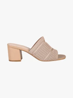 Ideal Shoes Ciabatte donna con tacco e fascia in tessuto