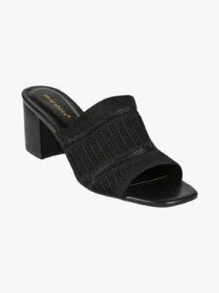 Ideal Shoes Ciabatte donna con tacco e fascia in tessuto