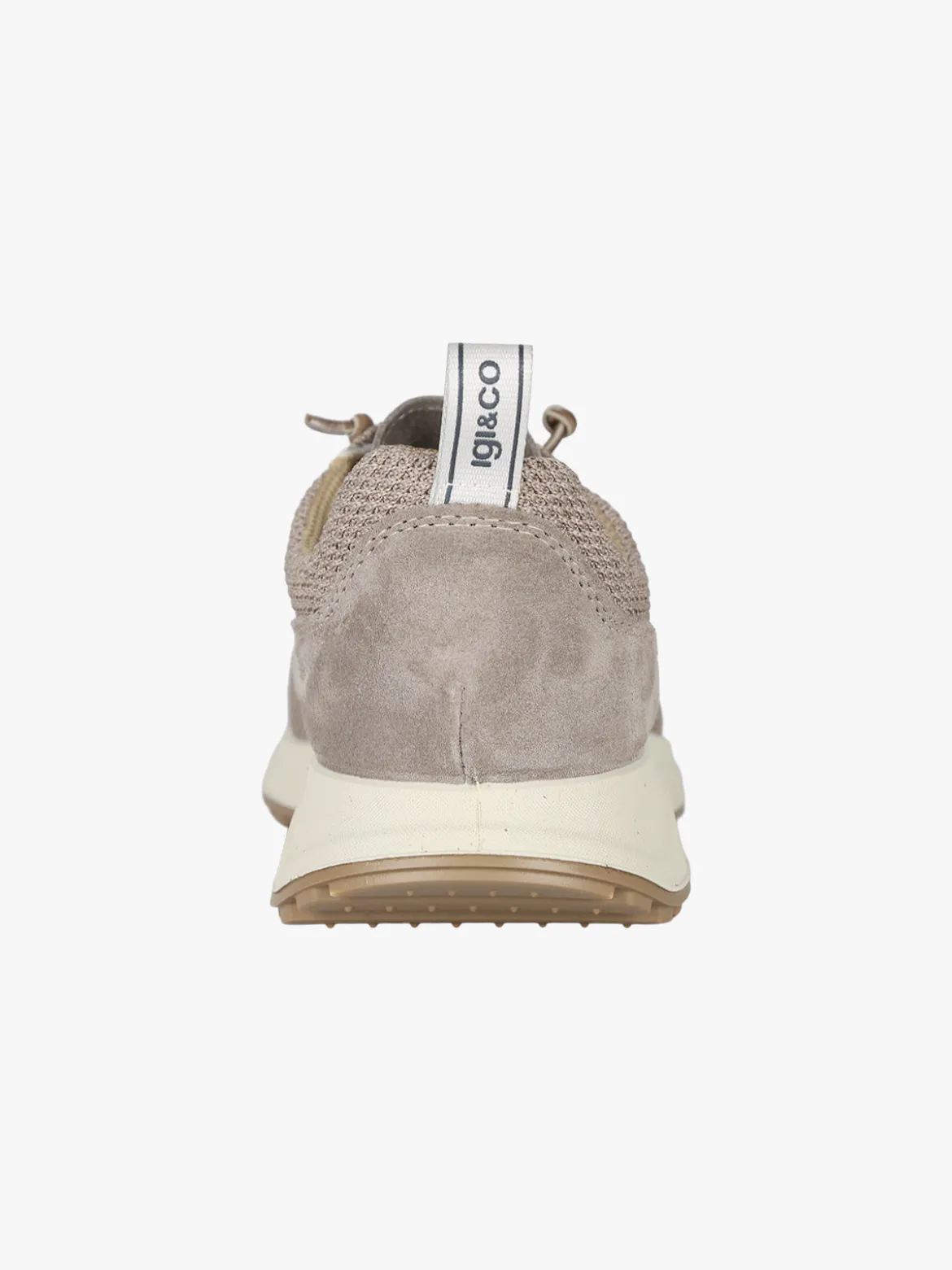 Igi&Co Sneakers da uomo in maglia con plantare in pelle e lacci elastici - fango