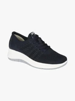 Igi&Co Sneakers donna in maglia con plantare in pelle e zeppa - blu scuro