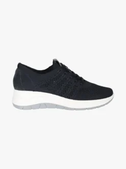 Igi&Co Sneakers donna in maglia con plantare in pelle e zeppa - blu scuro