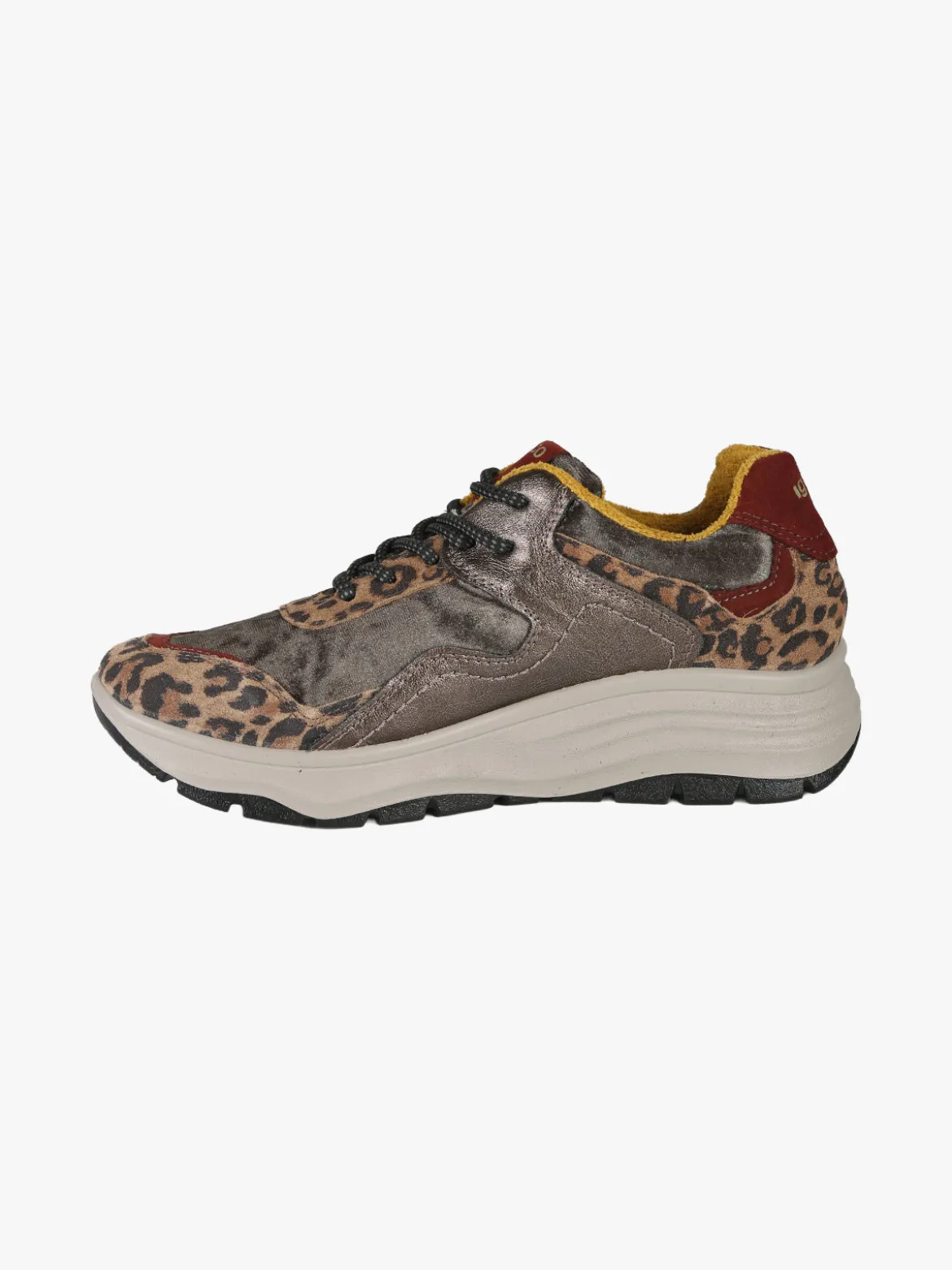Igi&Co Sneakers donna in pelle animalier con zeppa platform - multicolore