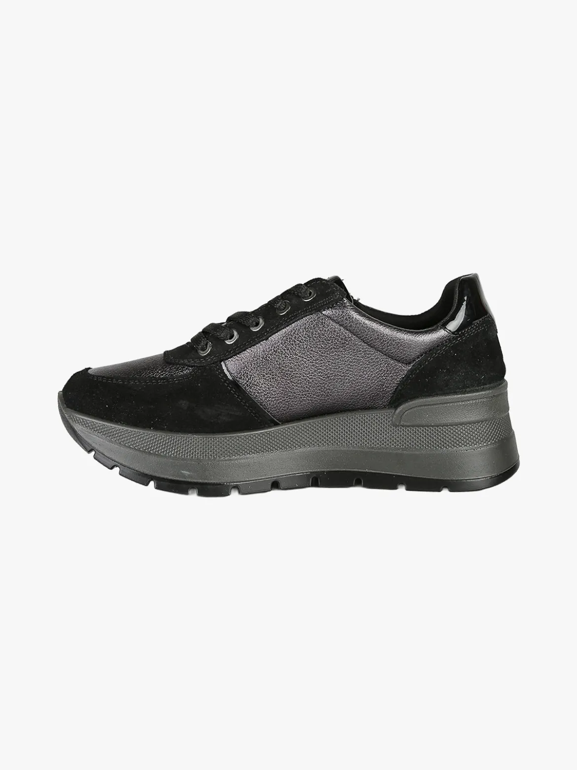 Igi&Co Sneakers donna in pelle con zeppa platform - nero