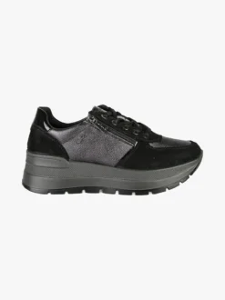 Igi&Co Sneakers donna in pelle con zeppa platform - nero