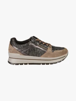Igi&Co Sneakers donna in pelle con zip e lacci - bronzo