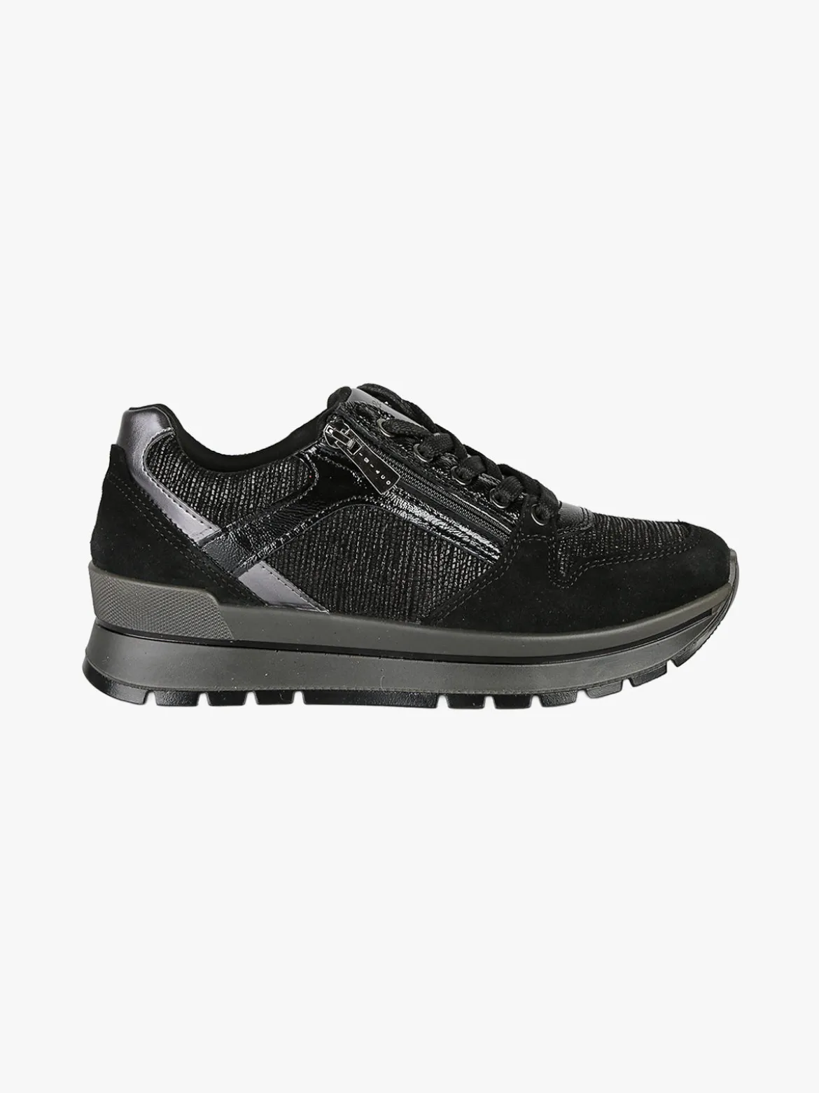 Igi&Co Sneakers donna in pelle con zip e lacci - nero