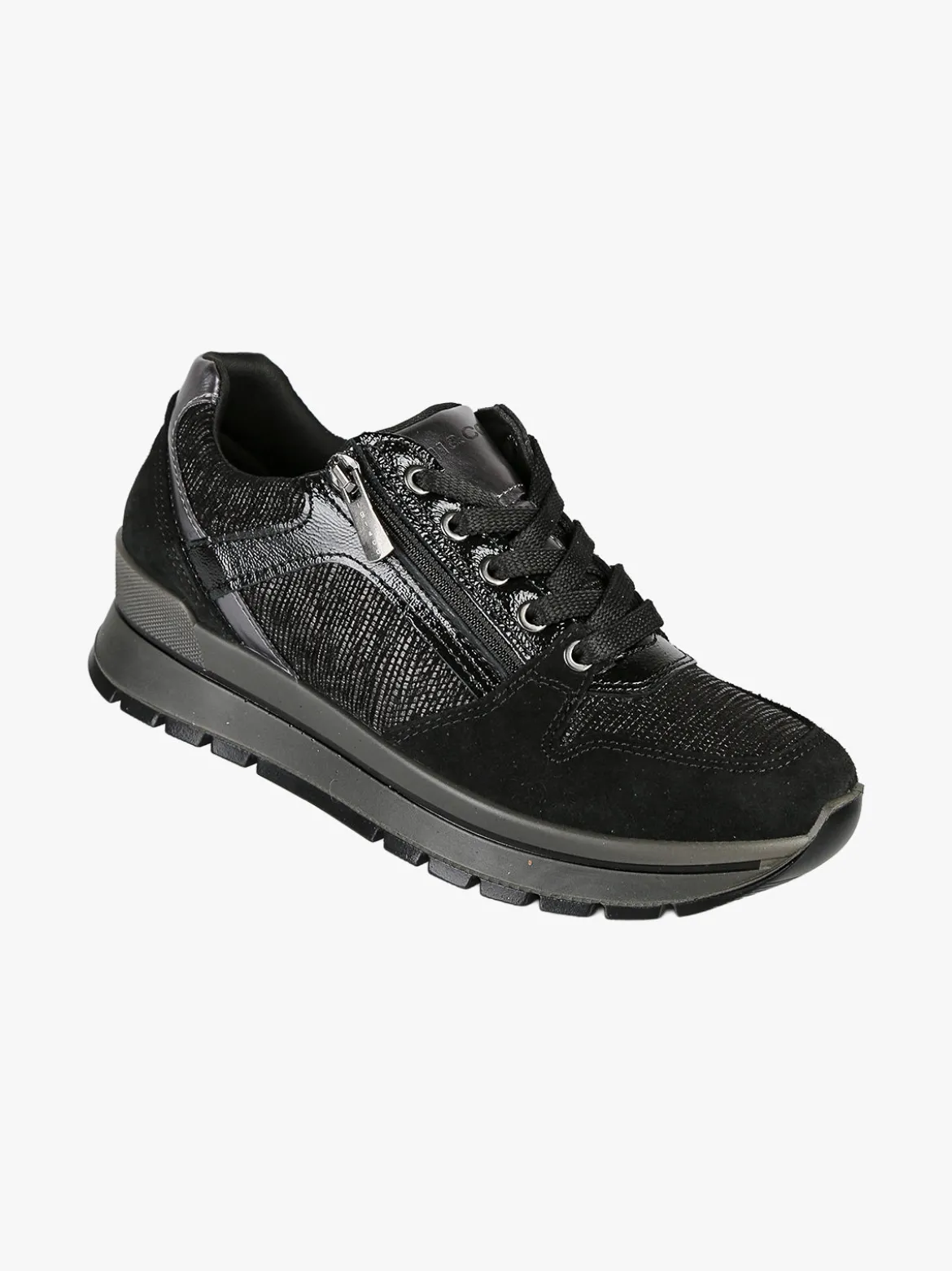 Igi&Co Sneakers donna in pelle con zip e lacci - nero