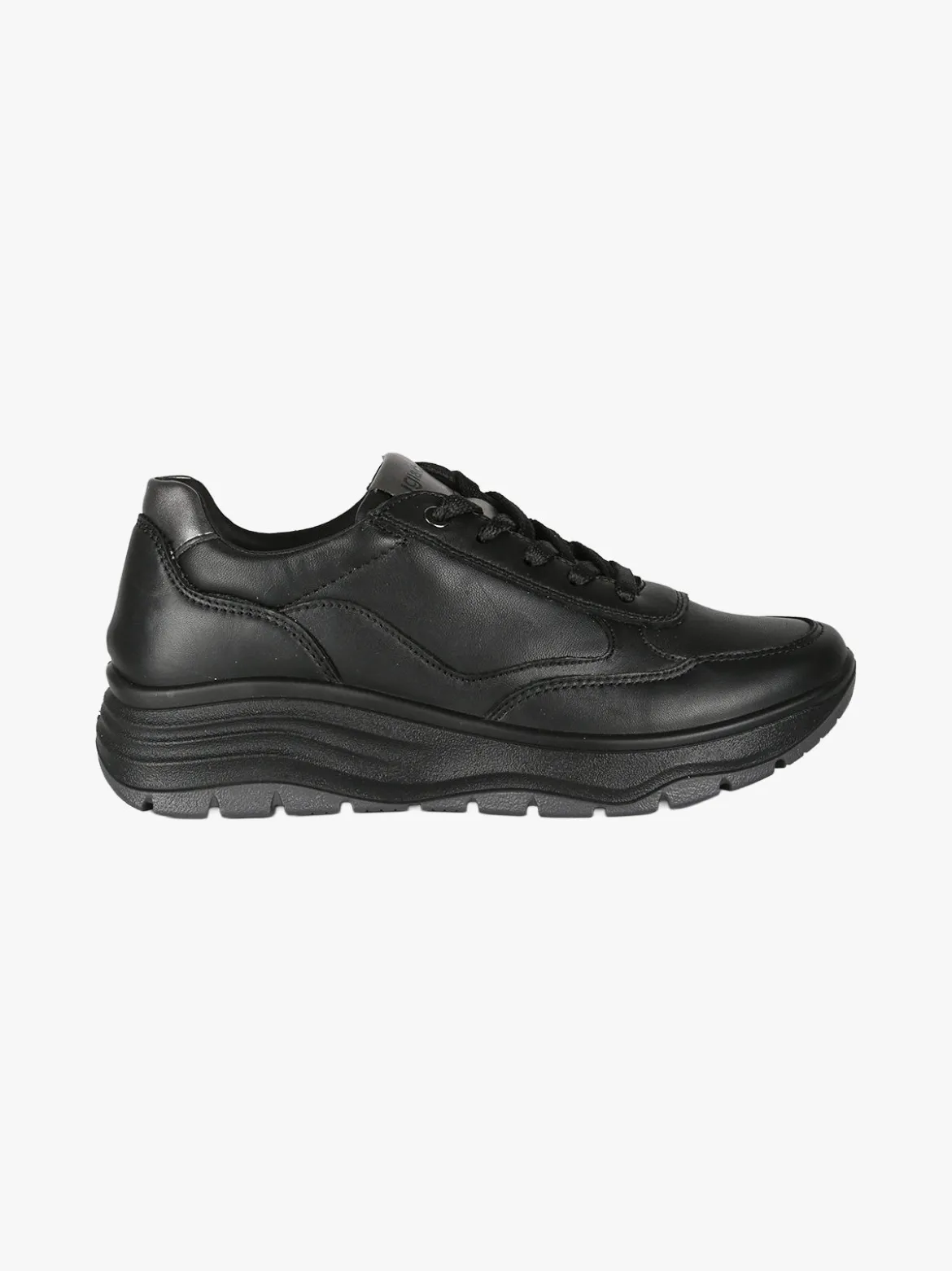 Igi&Co Sneakers donna stringate in pelle con zeppa - nero
