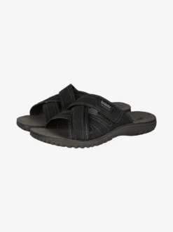 Inblu Ciabatte da uomo con fasce a strappo incrociate - nero