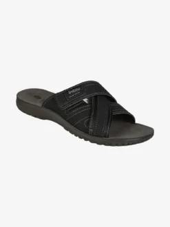 Inblu Ciabatte da uomo con fasce a strappo incrociate - nero