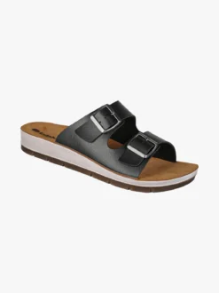 Inblu Ciabatte donna con doppia fascia e fibbie - nero