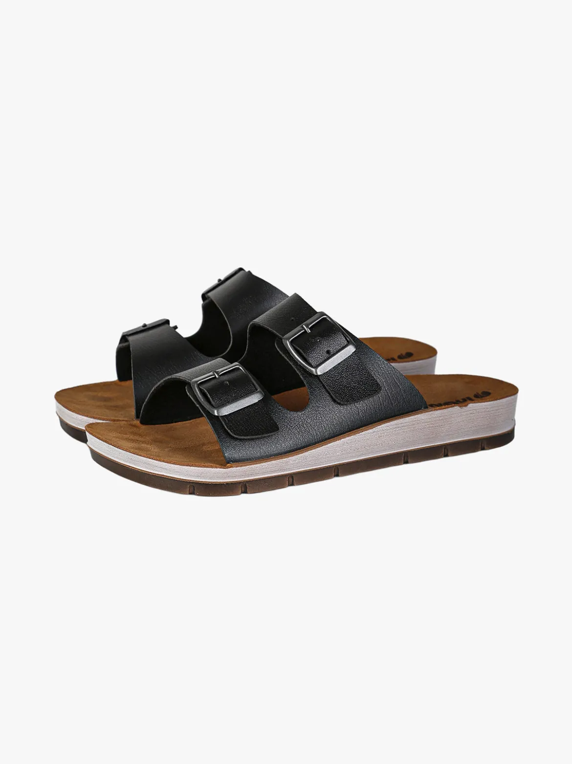 Inblu Ciabatte donna con doppia fascia e fibbie - nero