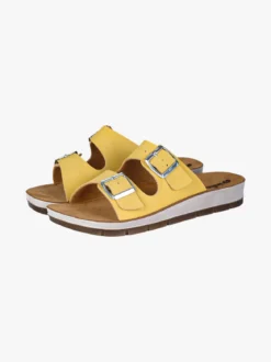 Inblu Ciabatte donna con doppia fascia e fibbie - senape