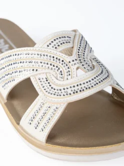 Inblu Ciabatte donna con nodo e brillantini - beige