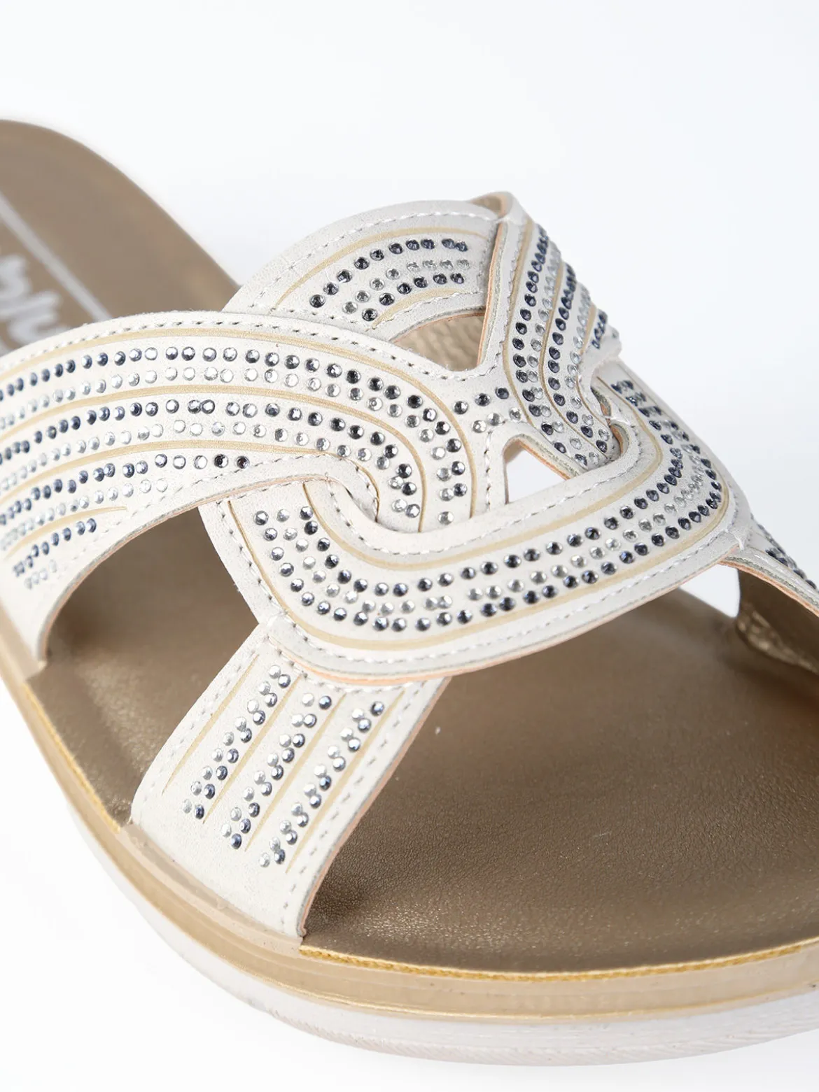 Inblu Ciabatte donna con nodo e brillantini - beige