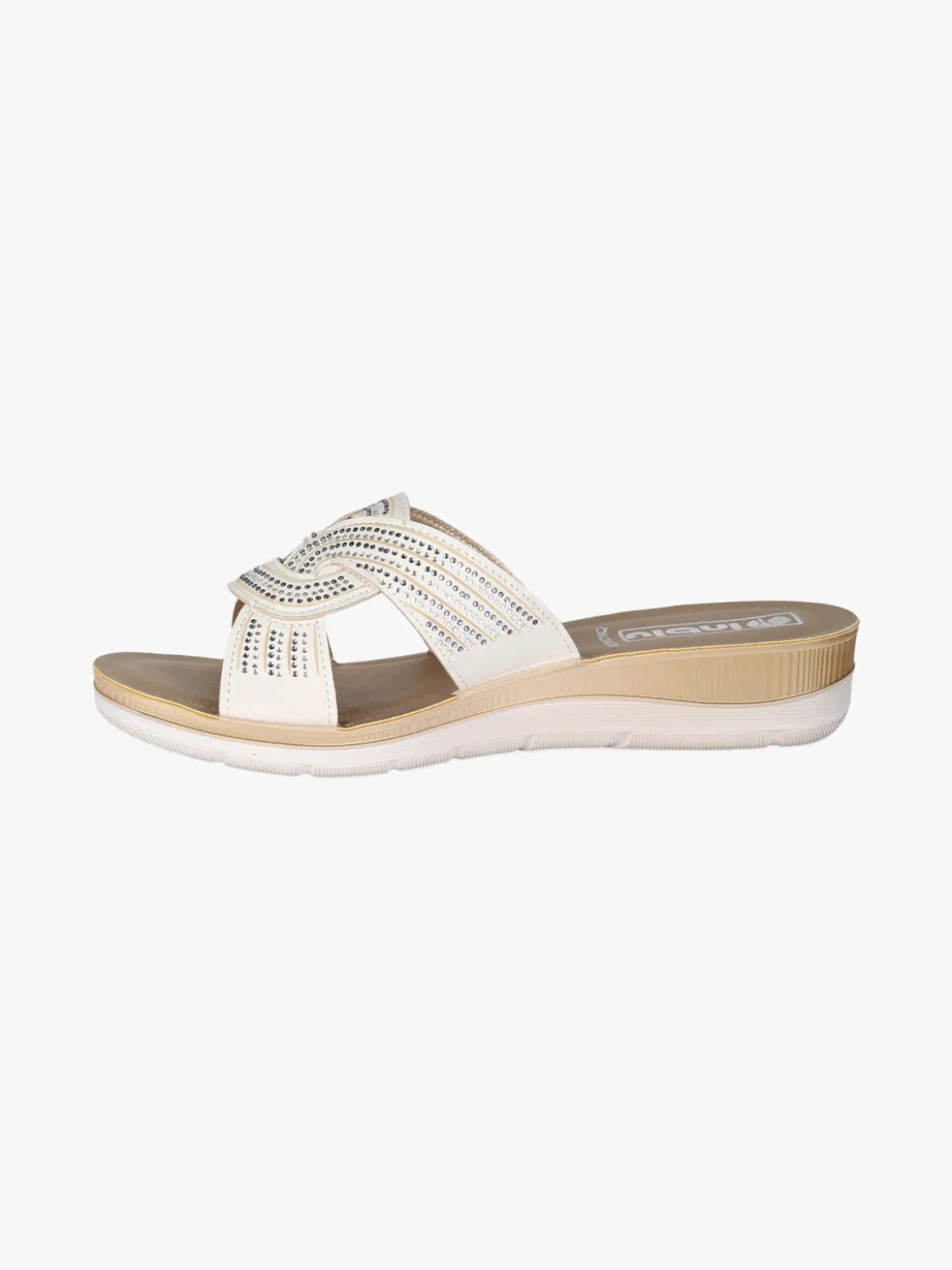 Inblu Ciabatte donna con nodo e brillantini - beige