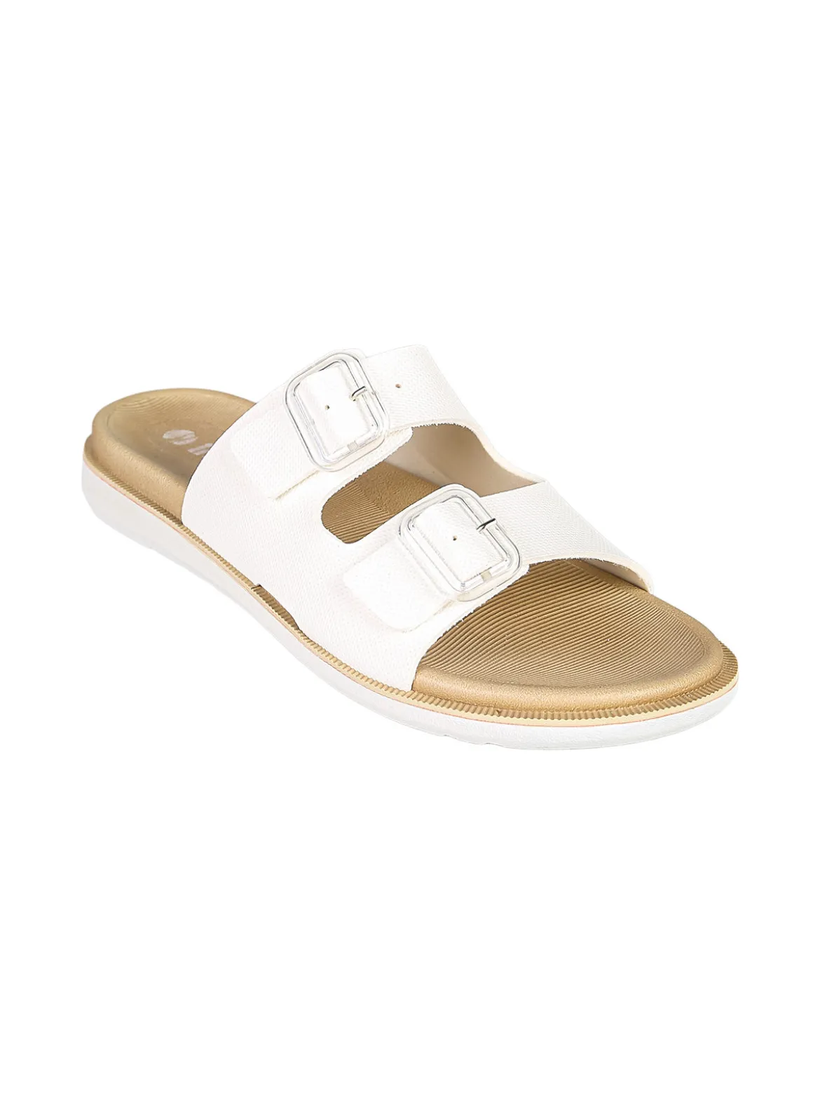 Inblu DUAL DENSITY Ciabatte donna con doppia fibbia - bianco