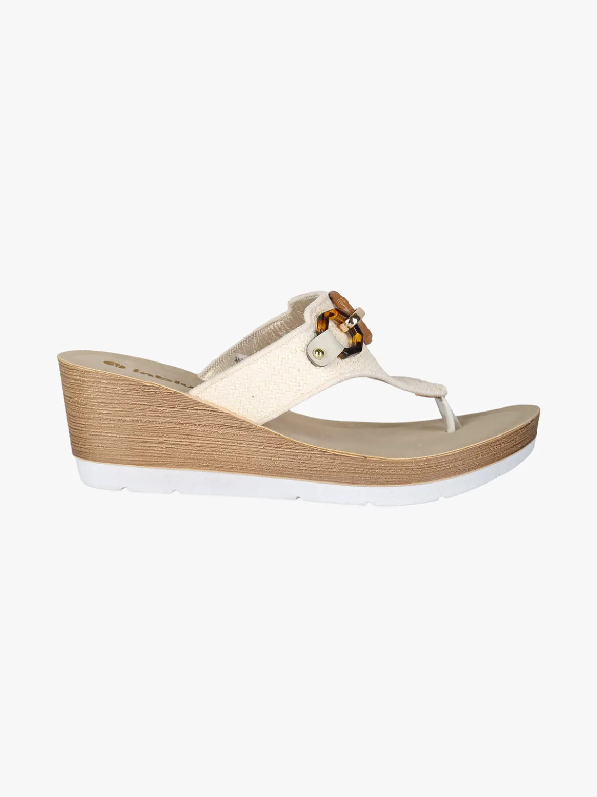 Inblu Infradito donna con zeppa e catena - beige