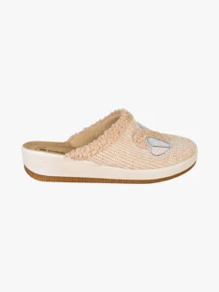 Inblu Pantofole donna invernali con zeppa - naturale