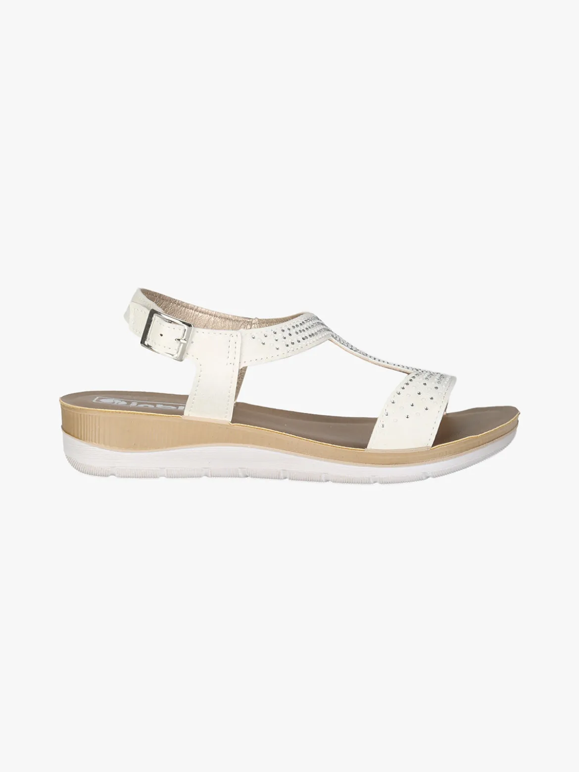 Inblu Sandali donna con brillantini e cinturino con fibbia - bianco