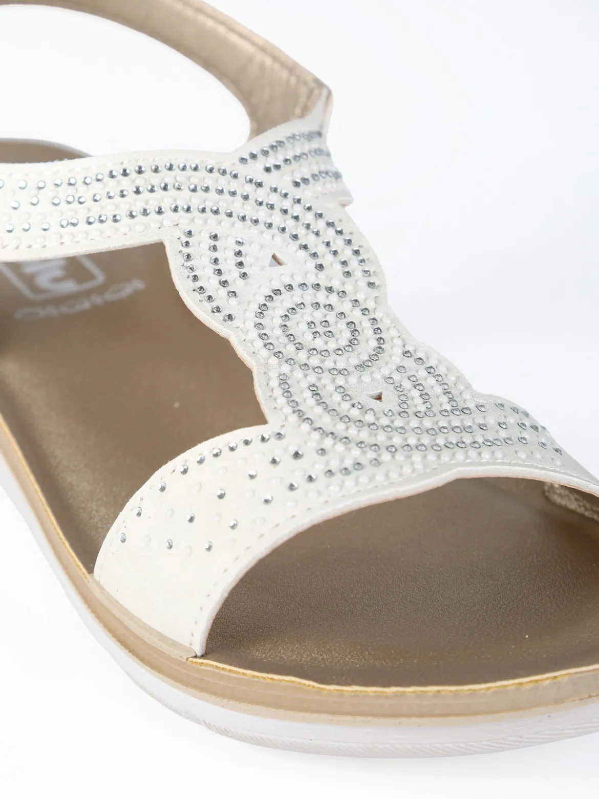 Inblu Sandali donna con brillantini e cinturino con fibbia - bianco