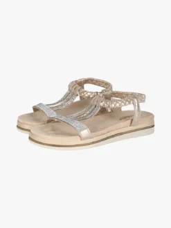 Inblu Sandali donna con brillantini e cinturino elastico a treccia - platino