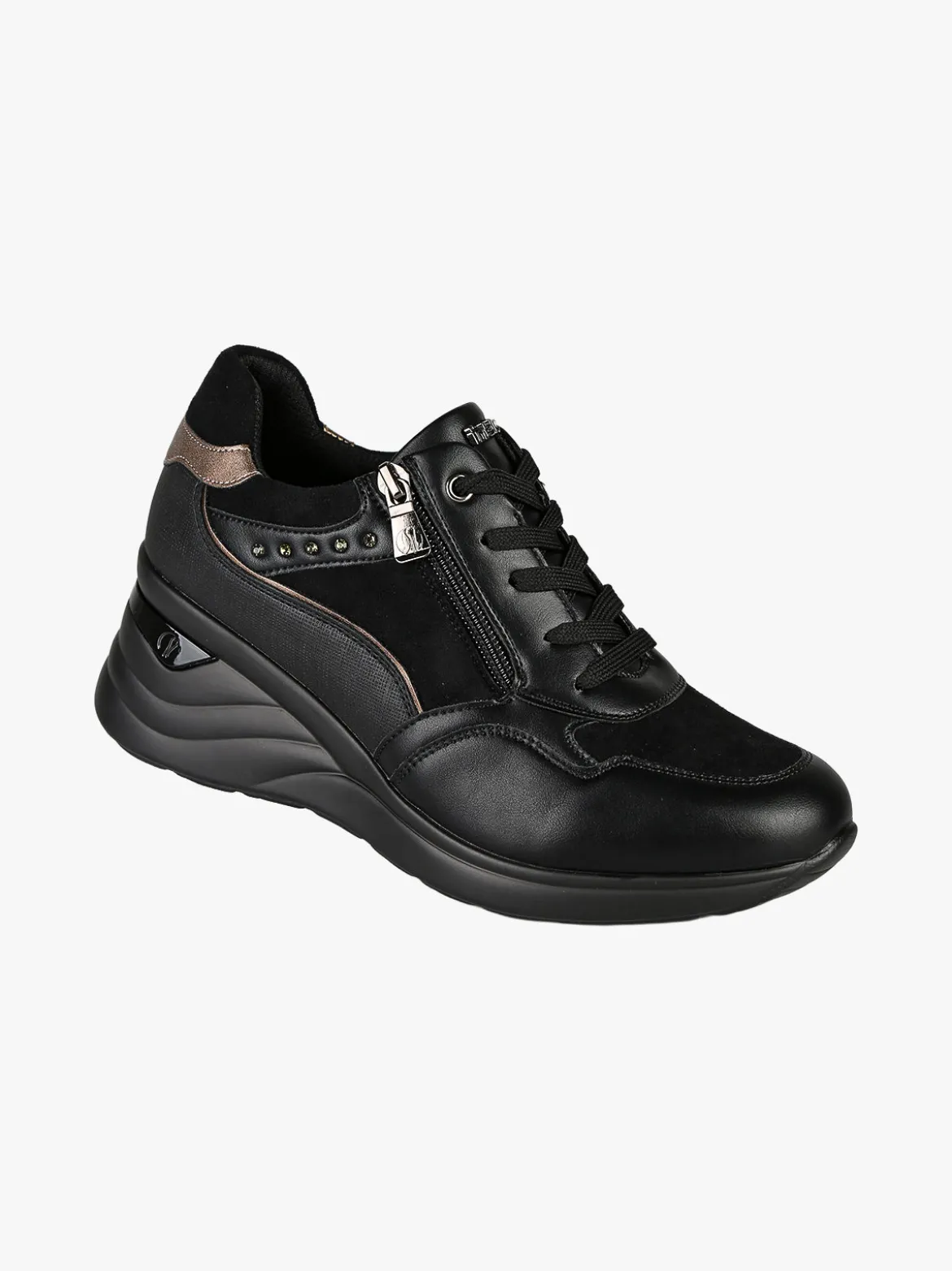 Inblu Sneakers donna con zeppa - nero