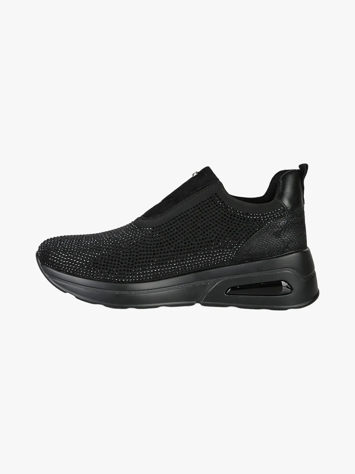 Inblu Sneakers donna slip on con zeppa e strass - nero