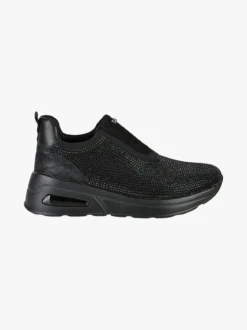 Inblu Sneakers donna slip on con zeppa e strass - nero