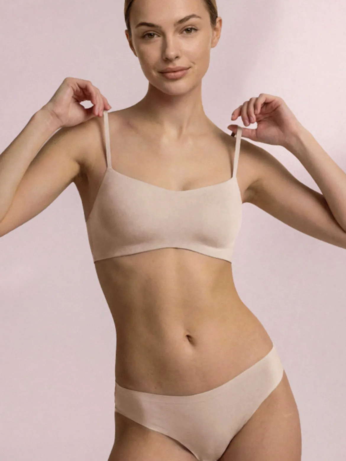 Infiore Brassiere in cotone con profili termosaldati COPPA B - sabbia