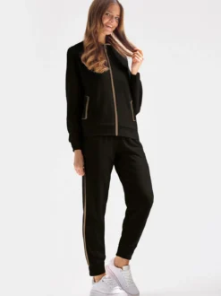 Infiore DIVINA Completo tuta donna full zip in velour leggero - nero