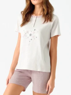 Infiore GALAXY Pigiama corto da donna in cotone - lilla