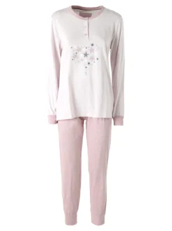 Infiore GALAXY Pigiama lungo da donna in cotone con stampe - rosa