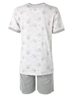 Infiore NUVOLA pigiama in cotone da donna con t-shirt floreale e shorts taglie grandi - grigio