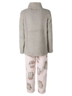 Infiore Pigiama donna in pile soft con stampa pinguini - fango