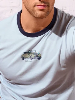 Infioreuomo Pigiama corto da uomo in cotone - azzurro