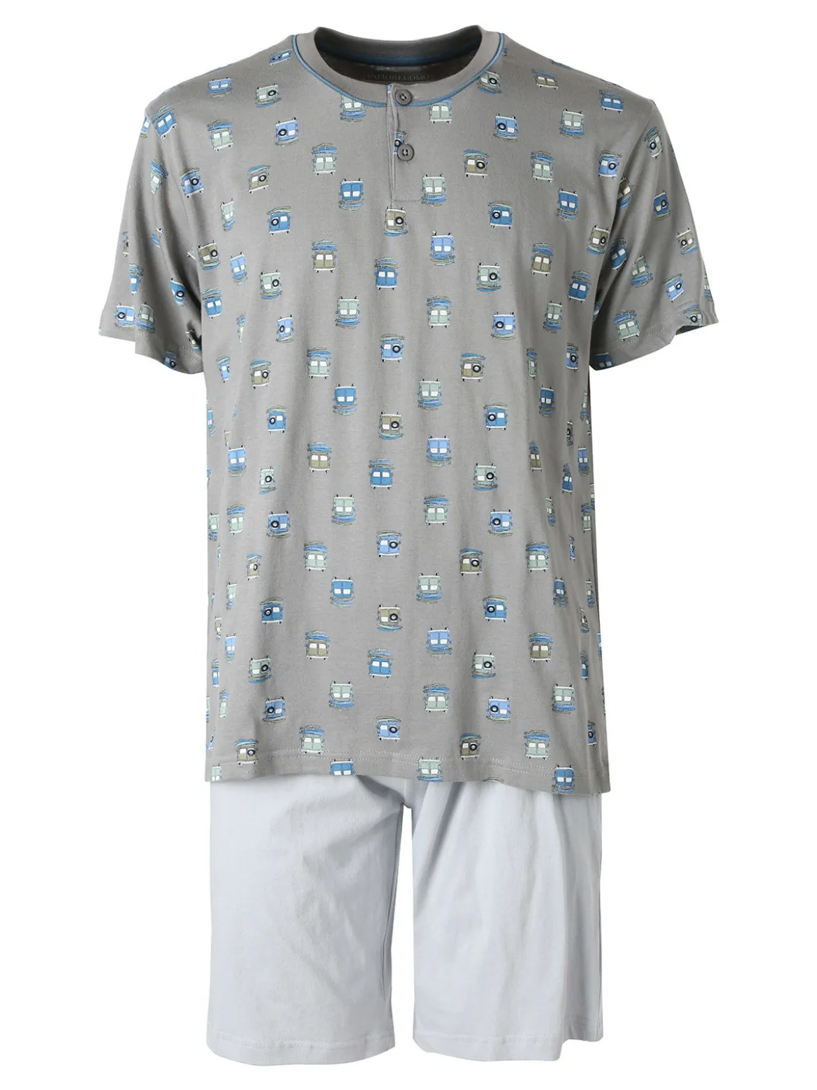 Infioreuomo pigiama corto da uomo in cotone con stampe - grigio scuro