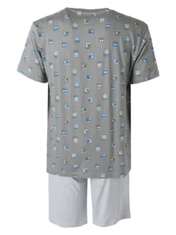 Infioreuomo pigiama corto da uomo in cotone con stampe - grigio scuro
