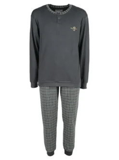 Infioreuomo Pigiama lungo da uomo in cotone interlock - militare