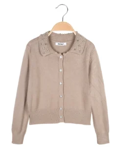 Injuly Cardigan da bambina in maglia con bottoni gioiello