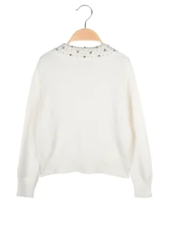 Injuly Cardigan da bambina in maglia con bottoni gioiello